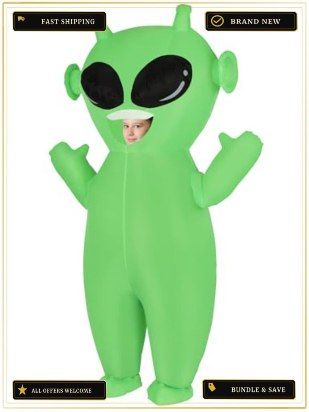 Inflatable Alien Costume Adult One Size Lightweight Jumpsuit